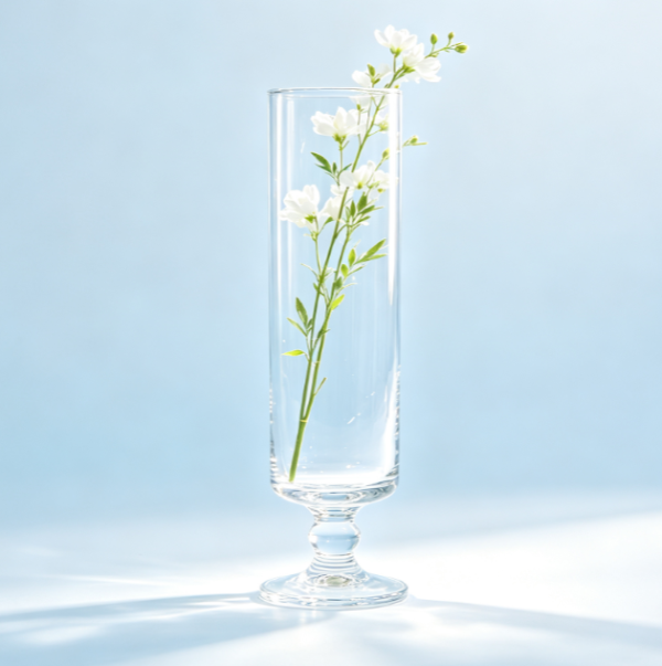 Tall stemmed glass vase
